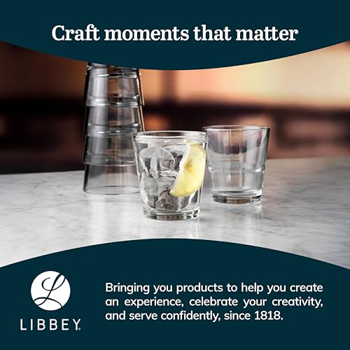Libbey 15790 Restaurant Basics Stacking 9 oz Pint Glasses Set of 12, All Purpose Heavy Duty Glasses, Durable and Dishwasher-Safe Glass Drinkware - color: Stacking Rocks