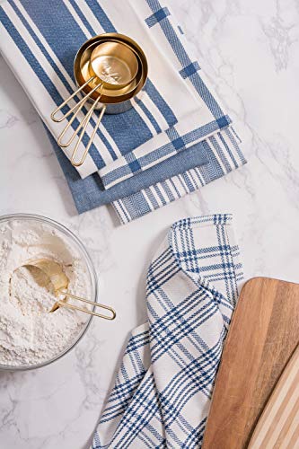 DII Assorted Woven, Kitchen Dishtowel Set, 18x28, Stone Blue, 5 Piece - color: Stone Blue