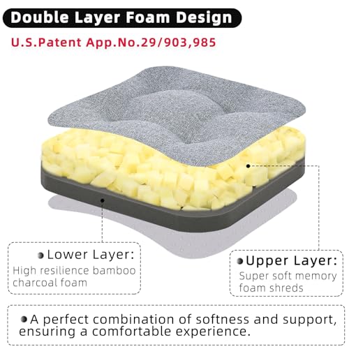 GOFORIT Memory Foam Seat Cushion，Kitchen Chair Cushions for Dining Chairs,Non-Slip Chair Pads with Removable Cover, 16'' x 16'', Grey - color: Grey