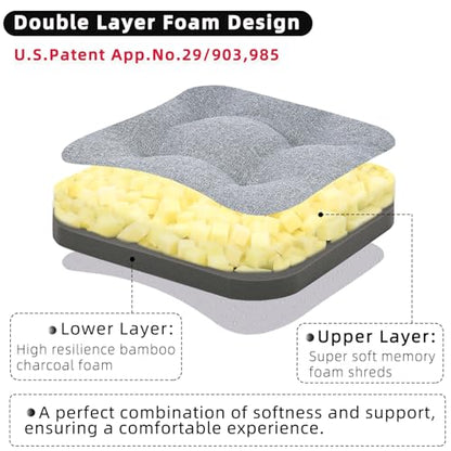 GOFORIT Memory Foam Seat Cushion，Kitchen Chair Cushions for Dining Chairs,Non-Slip Chair Pads with Removable Cover, 16'' x 16'', Grey - color: Grey