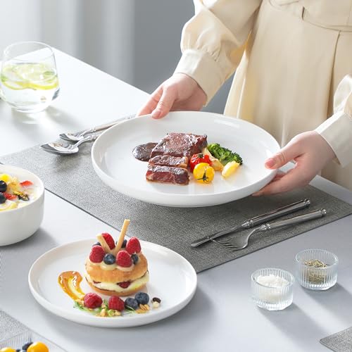 MALACASA Plates and Bowls Sets, 24 Pieces Modern Porcelain Dinnerware Set for 8, Ceramic Dishware Dishes White Kitchen Dinner Dining Ware Set, Microwave and Dishwasher Safe, Series LUNA | Modern Ceramic Dishware,Kitchen Dining Ware,Microwave and Dishwashe
