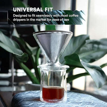 ovalware Double Wall Single Lip Insulated Glass Cup, Set of 4 (12oz / 350ml) - Borosilicate Glass For Coffee, Tea, Whiskey, Cocktails & All Beverages - Minimalistic & Durable Double-Wall Drinking Mug - size: Set of 4