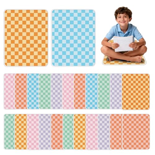 24Pcs Colorful Carpet Squares,12.5 * 16.5in Checkered Floor Seat Non-Slip Rug Mat Classroom Rug Suitable for Kindergarten Daycare Center Playroom Kids Room - color: Grid