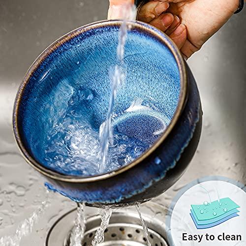 KOOV Ceramic Soup Mug, Soup Bowls with Handles Microwave Safe, 24 Ounce Jumbo Mug and Cereal Mugs Set of 4, Reactive Glaze (Nebula Blue) - color: Nebula Blue