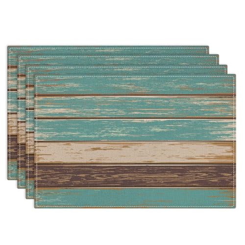 Emvency Farmhouse Placemats Set of 4, 12x18 Inch, Vintage Art | Green Art Painting Table Mats for Outdoor Home Party Kitchen Dining Decoration - color: Vintage Green, size: Set of 4