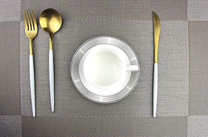 Placemats Set of 4 Washable Easy to Clean Woven Vinyl Placemats for Kitchen Table Woven Table placemats Mats 12x18 inches (Grey) - color: Gray, size: placemats set of 4