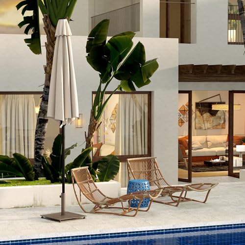 Outsunny Flat Patio Umbrella Base 29 lbs for 1.5"/1.9" Poles Brown | Square Metal Patio Umbrella Stand Base Holder, Adjustable Foot Pads, Heavy Duty, Outdoor Lawn Poolside - color: Brown