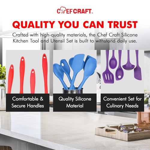Chef Craft Premium Silicone Kitchen Tool and Utensil Set, 5 Piece, Yellow - color: Yellow, size: 5 Piece Set