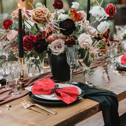 18 Pcs Black Pearl Napkin Rings Adjustable Imitation Pearl String Elegant Napkin Holders for Weddings Dinner Parties and Everyday Use - color: Black