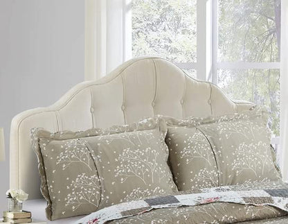 Brilliant Sunshine Pink Roses & Grey Toile Pillowshams Set, 20"x26"+2" | Patchwork Design, Quilted Standard Pillowcases, Washable Scallop Edge Pillow Covers, Pack of 2 - color: Rose Grey, size: 20 x 26 inches