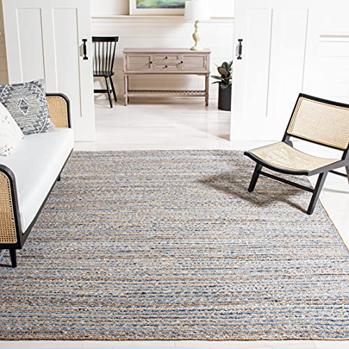 SAFAVIEH Cape Cod Collection Accent Rug - 3' x 5', Natural & Blue, Handmade Flat Weave Jute, Ideal for High Traffic Areas in Entryway, Living Room, Bedroom (CAP250A) - size: 3' x 5' (Rectangular)
