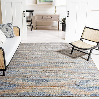 SAFAVIEH Cape Cod Collection Accent Rug - 3' x 5', Natural & Blue, Handmade Flat Weave Jute, Ideal for High Traffic Areas in Entryway, Living Room, Bedroom (CAP250A) - size: 3' x 5' (Rectangular)