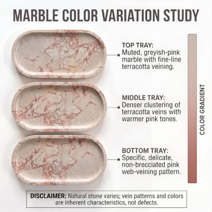 YKAJO Calacatta Viola Pink Oval Marble Tray, 11.8x5.9 Perfume Organizer | Honed natural stone; jewelry & trinket dish, ring & key holder, soap & candle catchall; bath counter, dresser, coffee table - color: Calacatta Viola Pink, size: 11.8" x 5.9" x 0.6"