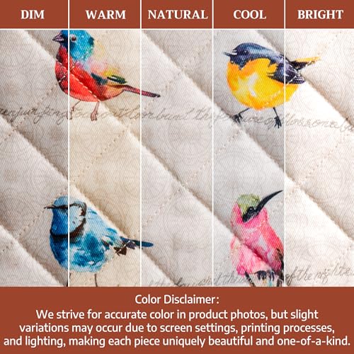 Maison d' Hermine 100% Cotton Oven Mitt & Pot Holder Set (7.5"x13" & 8"x8") | Heat Resistant BBQ Cooking Gloves with Loop Baking Grilling Kitchen Hotel Home Farmhouse Spring Summer - Birdies on Wire - color: 003 - Birdies on Wire, size: 7.5" x 13" & 8" x