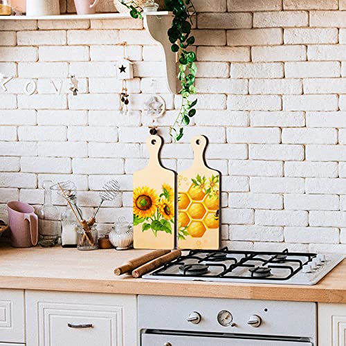 8 Pcs Mini Wooden Cutting Board for Craft with Handle 9.45 x 3.54 Inch Small Thicken Charcuterie Chopping Cooking Serving Tray Cutting Board for Cheese Fruit Kitchen Home Kitchen Decor