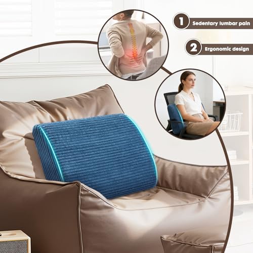 Large Lumbar Cushion Lumbar Support Pillow, Ergonomic Lumbar Pillow with Machine Washable, Help Relieve Pain of Back, Lumbar, Tailbone and Sciatic Nerve Support. (Navy) - color: Navy