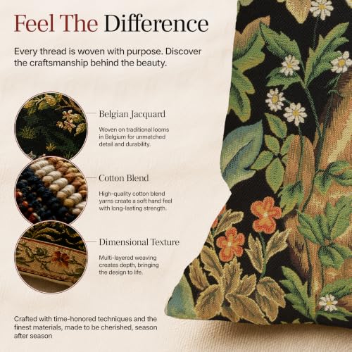 William Morris Wolf Tapestry Throw Pillow Cover 18 x 18 in - color: Black Wolf