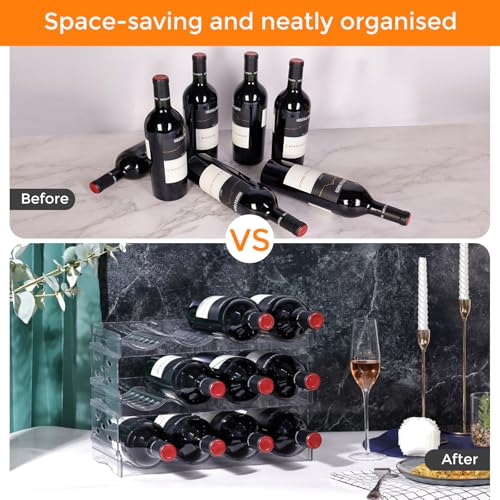 BoxedHome Plastic Water Bottle Organizer and Wine Rack Storage Holder for Inside Cabinet, Kitchen Countertop, Table Top, Pantry, Bars, Cabinets, Fridge - Clear (3 Tier 12 Containers) - size: 3Tier 12Bottles