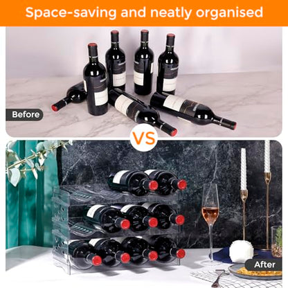 BoxedHome Plastic Water Bottle Organizer and Wine Rack Storage Holder for Inside Cabinet, Kitchen Countertop, Table Top, Pantry, Bars, Cabinets, Fridge - Clear (3 Tier 12 Containers) - size: 3Tier 12Bottles