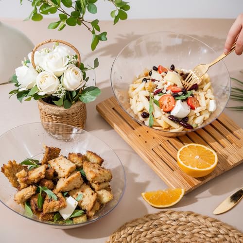 bUCLA 54 OZ Clear Plastic Serving Bowls (12 Pack) - Angled Serving Bowls Disposable for Chip&Candy - Party Table Salad and Fruit - color: Clear, size: 54oz