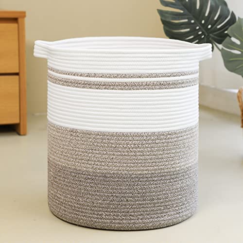OIAHOMY 58L Laundry Baskets-Laundry Hamper, Storage Basket with Handles, Decorative Basket for Living room, Woven Storage Basket for Toys Bin, Pillows, Blankets, Clothes-18x16in-Gradient Brown - color: Gradient Yellow, size: 16*16*18in