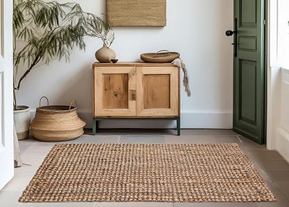 Croft&Cane Handspun Jute Area Rug – Premium Natural Reversible 3x5 ft Rug | Handwoven Chunky Textured Tan Beige Neutral Accent Carpet for Rustic Farmhouse Décor, Entryway, Bedroom, Office, Family Room - size: 3' x 5' (Rectangular)