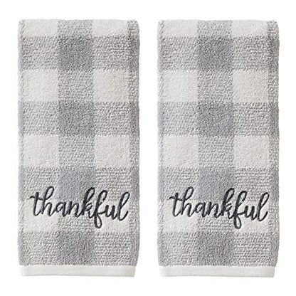 SKL Home by Saturday Knight Ltd. Thankful Plaid Hand Towel (2-Pack), Gray - color: Thankful Plaid