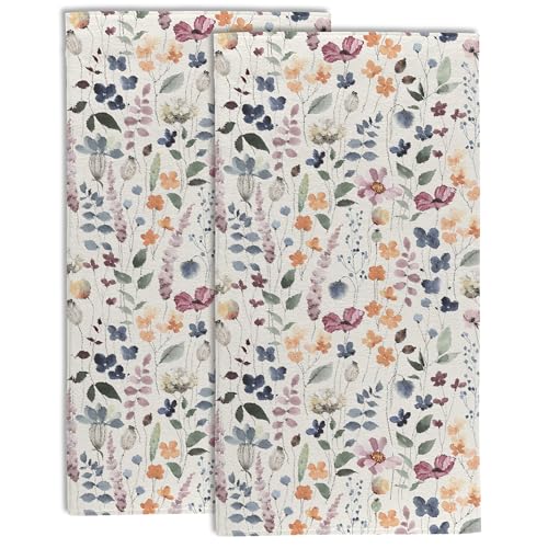 Watercolor Flowers Bathroom Hand Towel Set of 2,Vintage Botanical Floral Leaves Fingertip Kitchen Hand Towel,Soft Absorbent Decorative for Hotel Gym Yoga Home Decor - color: Color3