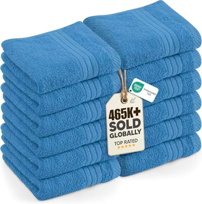 Utopia Towels 12 Pack Premium Wash Cloths, 12x12 in, Electric Blue | Highly Absorbent Soft Feel Lightweight Washcloths - Premium Ring Spun Cotton, Ideal for Bathroom, Spa, Gym & Face - color: Electric Blue