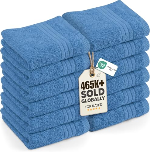 Utopia Towels 12 Pack Premium Wash Cloths, 12x12 in, Electric Blue | Highly Absorbent Soft Feel Lightweight Washcloths - Premium Ring Spun Cotton, Ideal for Bathroom, Spa, Gym & Face - color: Electric Blue