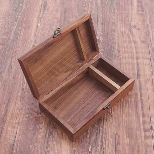 Walnut Handmade Walnut Partition Wooden Box for Keepsakes, Photos, Jewelry Ring Wedding Gift Box - color: Walnut-HTMDFH