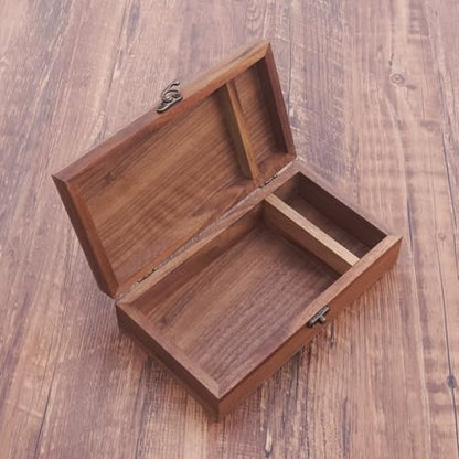 Walnut Handmade Walnut Partition Wooden Box for Keepsakes, Photos, Jewelry Ring Wedding Gift Box - color: Walnut-HTMDFH