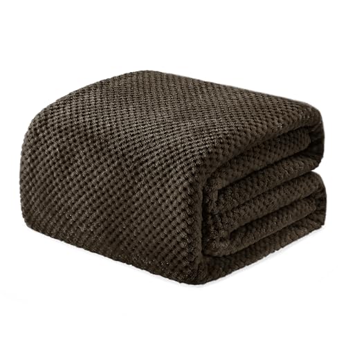 Exclusivo Mezcla Soft Waffle Fleece Bed Blanket Queen Size, Coffee | Lightweight Plush Blanket for Bed, Bedroom, Cozy Flannel with Waffle Texture, Stylish Home Decor, All Season, 90x90 Inches - color: Coffee, size: 90x90 in