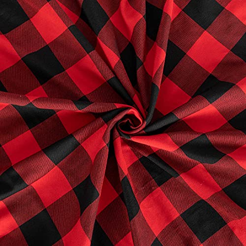 ShinyBeauty Checked Square Tablecloth 54x54-Inch Red and Black Buffalo Plaid Tablecloth Washable Cotton Table Cover Gingham Tablecloth for Dining Room Table Linen Christmas - color: Black & Red, size: 54" x 54" (Square)