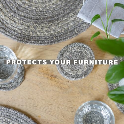Homespice Grey Cloud Jute Braided Placemats, Rect 13x19 Set of 6 | Grey Protects Tabletop in Style and Everyday and Holiday Table Mats, Rich Colors, Reversible, Durable and Easy to Clean - color: Grey Cloud