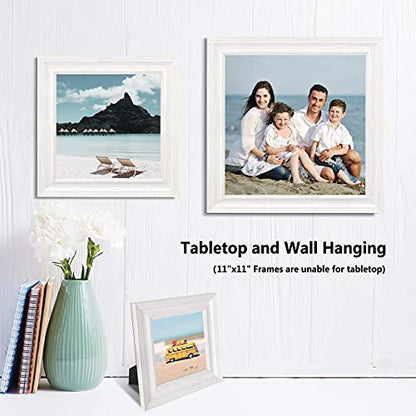 5x5 Picture Frames (3 Pack, Distressed White Wood Grain) Rustic Photo Frame Set with High Definition Glass for Wall Mount & Table Top Display - color: Distressed White, size: 5x5