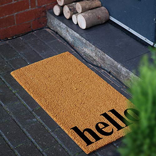 Calloway Mills 102612436NBB Vertical Hello Doormat, 24" x 36", Natural/Black - color: Natural/Black, size: 2' x 3' (Rectangular)