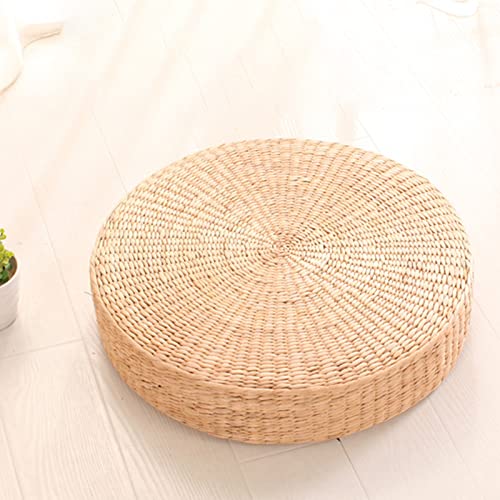 Comfortable Round Seat Cushion Woven Floor Cushion, Natural Straw Pouf Tatami Floor Poufs Meditation Cushion 40cm - size: 40cm
