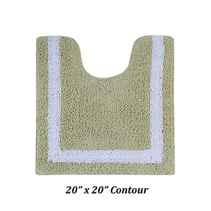 Better Trends Toilet Rugs U Shaped 100% Contour Bathroom Rugs Sage & White 20" x 20" Extra Soft & Thick, Water Absorbent, Reversible, Machine Washable, Tufted Bath Mats Hotel Collection - color: Sage & White, size: 1'8" x 1'8" (20" x 20")