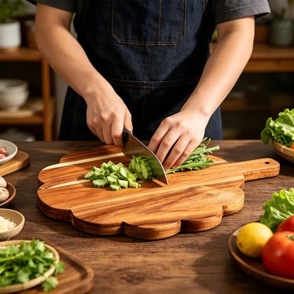 5 Pcs Acacia Wood Scalloped Cutting Board Wood Bulk Decorative Cutting Boards for Kitchen Unique Cutting Board Bulk for Bread Meat Cutting Boards Fruit Cheese Pizza Crafts Rustic Wall