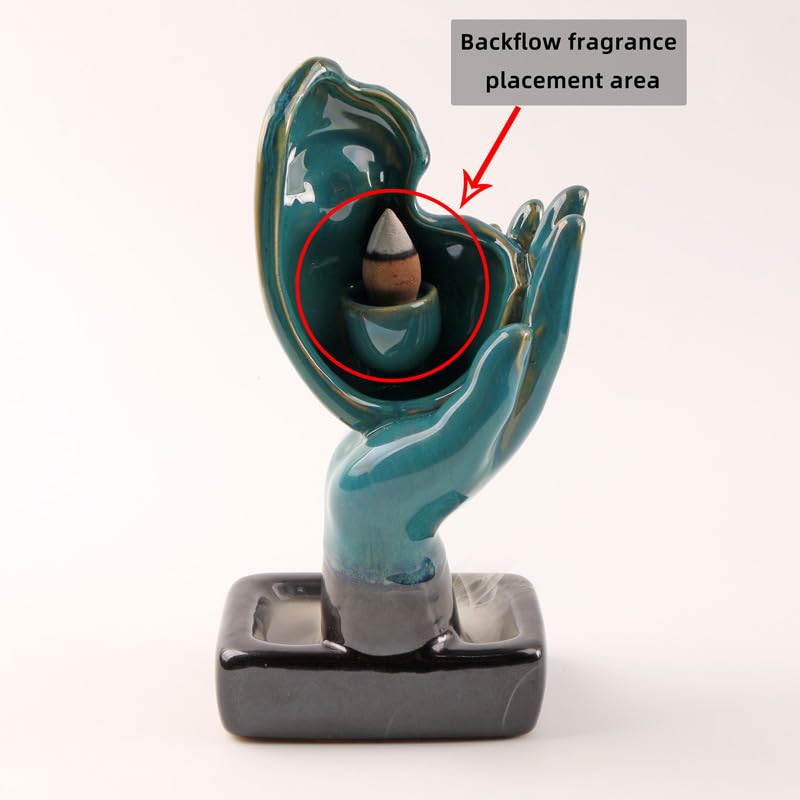 Half Face of Women in Hands Statue Backflow Incense Holder,Waterfall Incense Burner Holder for Sticks Cones Home Office Yoga AI024 - color: Face Statue