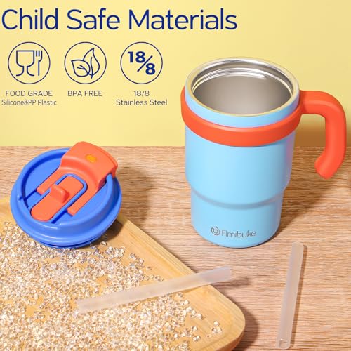 16oz Kids Insulated Tumbler w/Handle, 2 Pack Kids Toddler Water Bottle Cup | Leak-Proof Sip/Swig 2-in-1 Lids, BPA FREE 18/8 Stainless Steel Drinking Sippy Cup w/Straw Travel Mugs for Children Boys Girls - color: B3.Rainbow & Mermaid