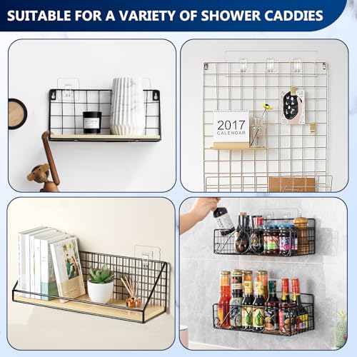 14 Pack Shower Caddy Replacement, Strong Hooks, No Drilling Shower Shelf, Hooks for Caddy, Soap Holder and Kitchen Racks - color: Transparent-Upgrade 14Pack