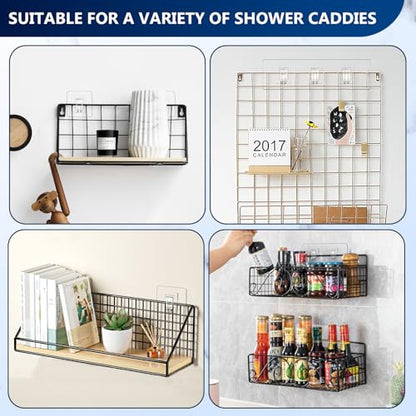 14 Pack Shower Caddy Replacement, Strong Hooks, No Drilling Shower Shelf, Hooks for Caddy, Soap Holder and Kitchen Racks - color: Transparent-Upgrade 14Pack
