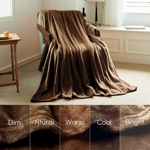 NANPIPER Fleece Blanket Twin Size Lightweight Warm Throw for Adults All-Season Coffee Brown 60"x80" - color: Chocolate, size: Twin