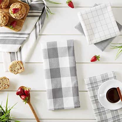 DII Basic Kitchen Large Cotton Dishtowel Set of 5, 18x28, Gray - color: Gray