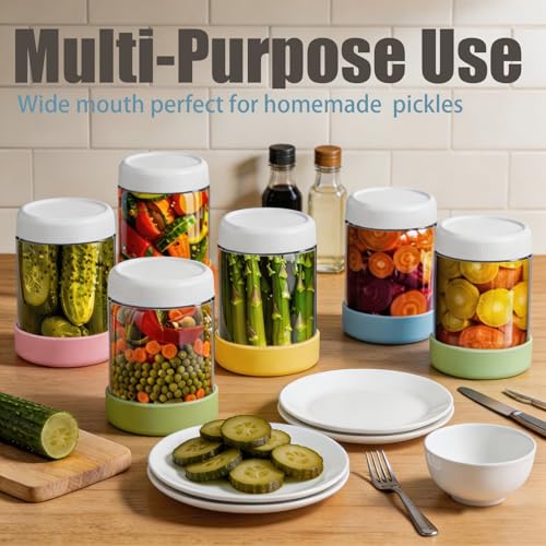 6-Pack 16oz Glass Overnight Oats Containers with Lids and Silicone Sleeves | Wide Mouth Meal Prep Jars for Yogurt Chia Salad Snacks Sugar - Leakproof Stackable Mason Jars Sugar and Creamer Set - size: 16oz
