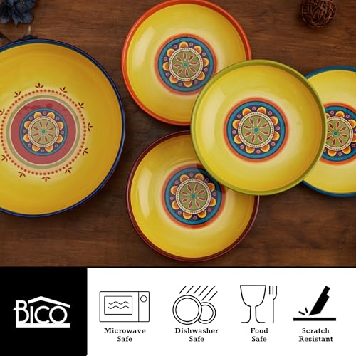 Bico Tunisian Ceramic Pasta Bowl, Set of 5(1 unit 214oz, 4 units 35oz), for Pasta, Salad, Microwave & Dishwasher Safe - style: Tunisian