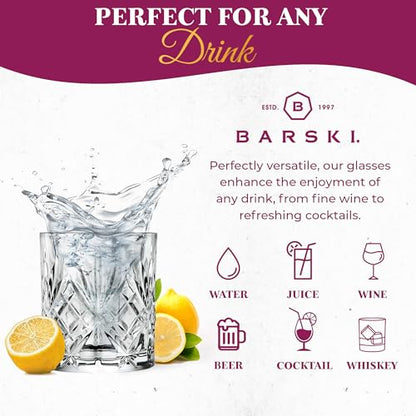 Barski Whiskey Glasses - Double Old Fashioned Rocks Glass - Set of 4 Lowball Tumbler - DOF Crystal Glass Tumblers - For Scotch - Bourbon - Water - Beverage - Drinking Glasses - 10.5 oz, Made in Europe - size: Set of 4 Tumbler 10.5 oz