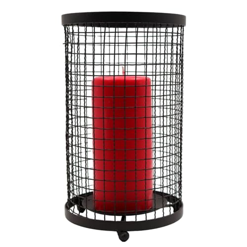 Hosley Large Candle Holder - Black Pillar Candle Cover/Sleeve, 9.75" High, Metal Rustic Farmhouse Decor, Candle Shade for Spa Aromatherapy, Weddings, Home Office, Candle Garden - color: Black, size: 9.75" High